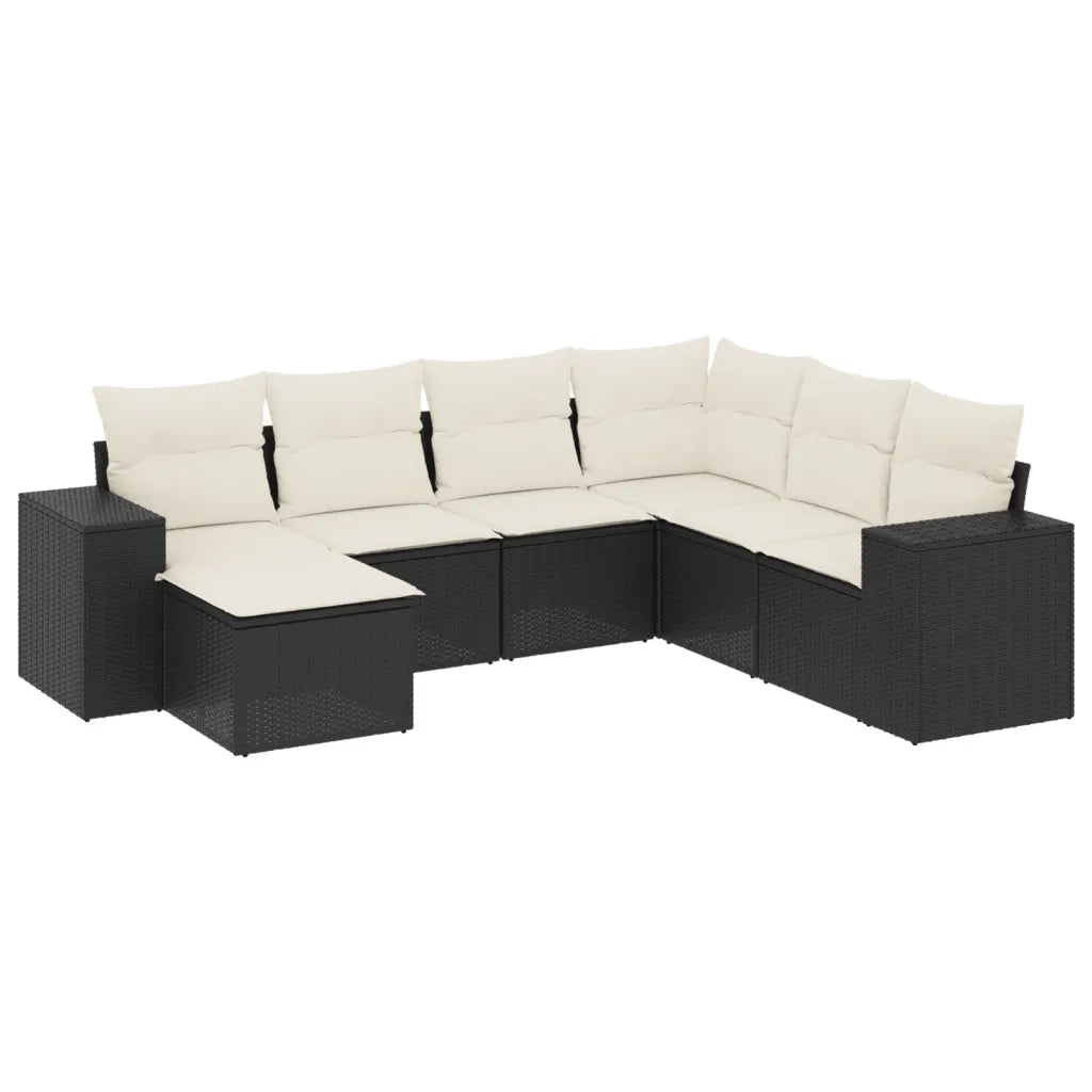Set Divani da Giardino con Cuscini 7pz Nero Polyrattancod mxl 113199