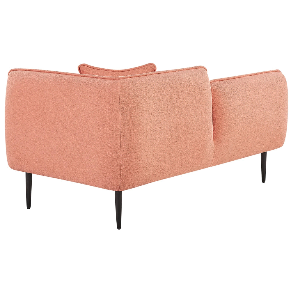Chaise longue Destra in poliestere rosa pesca con cuscino e gambe metallo da salotto