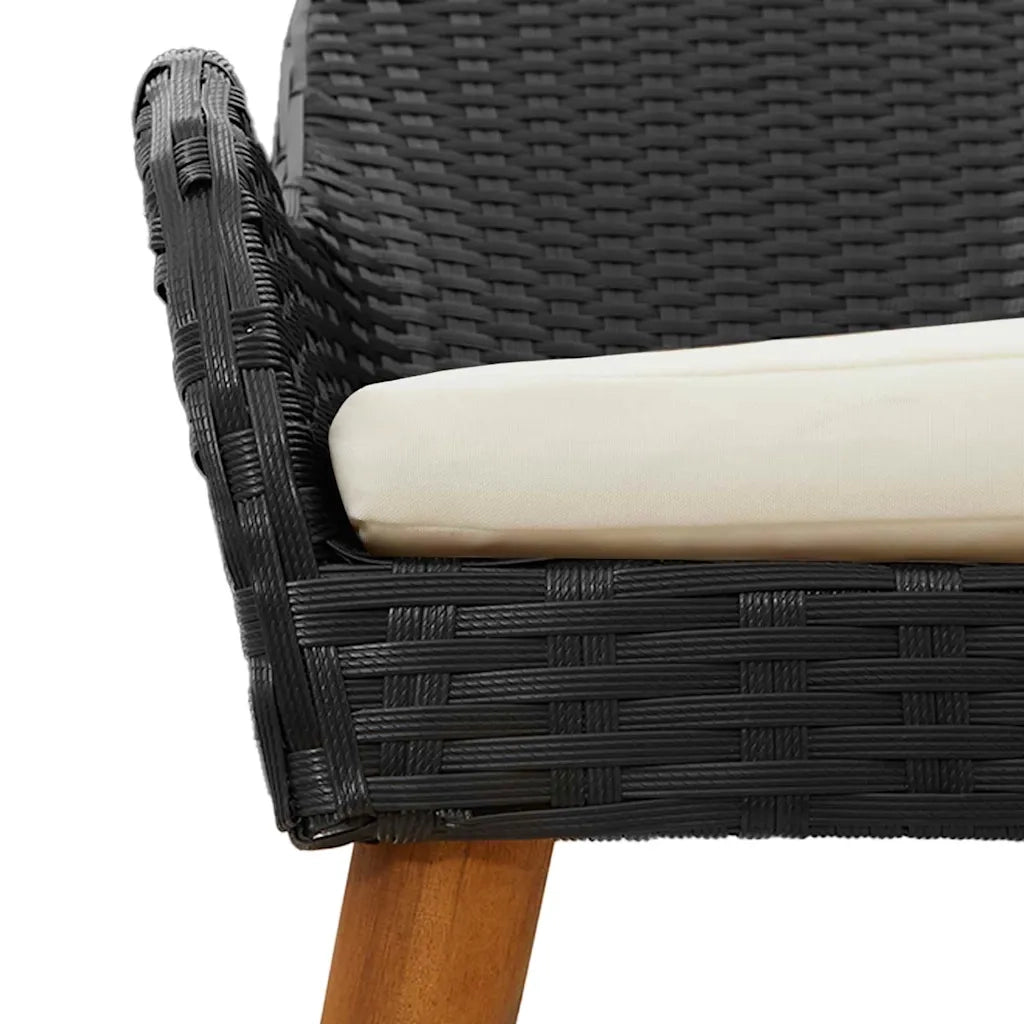 Set da Pranzo per Giardino con cuscino 3 pz | Set Salotto da Giardino Nero polyrattan
