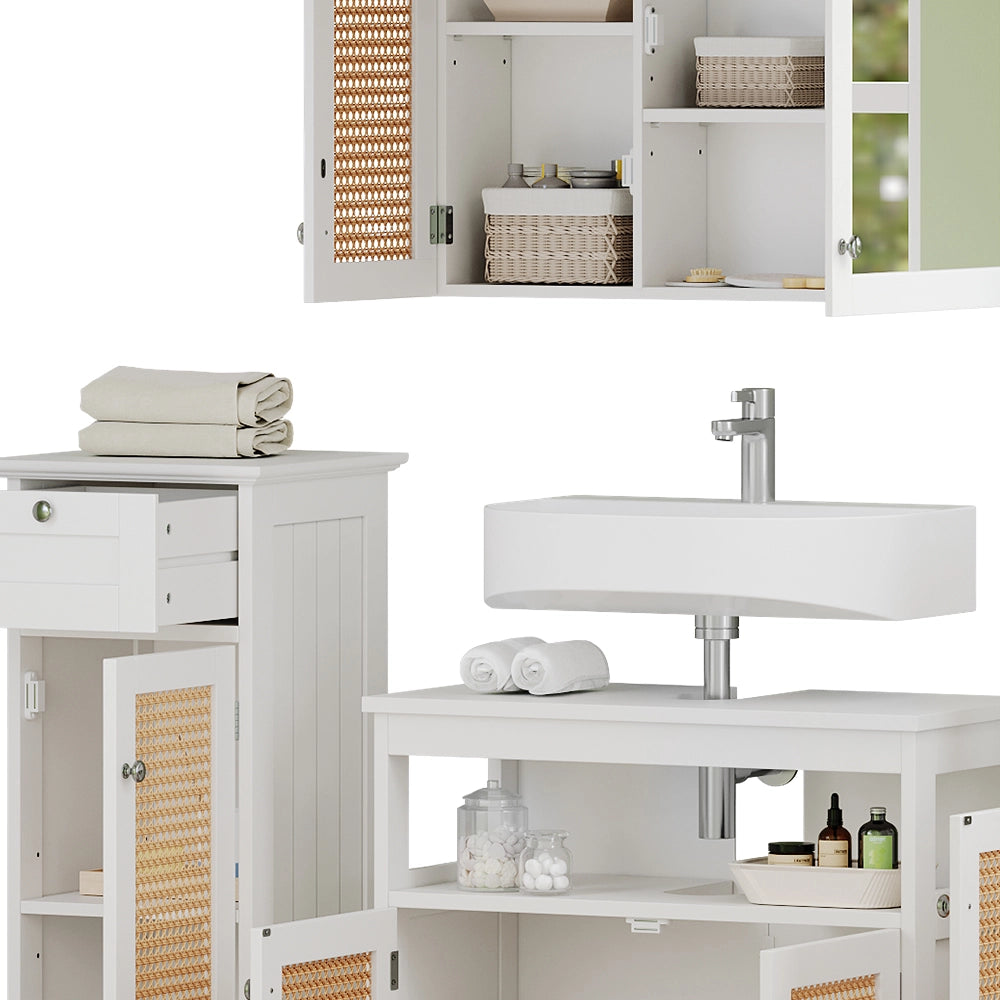 Vicco Set di mobili da bagno Bianco 5 parti, con armadio alto