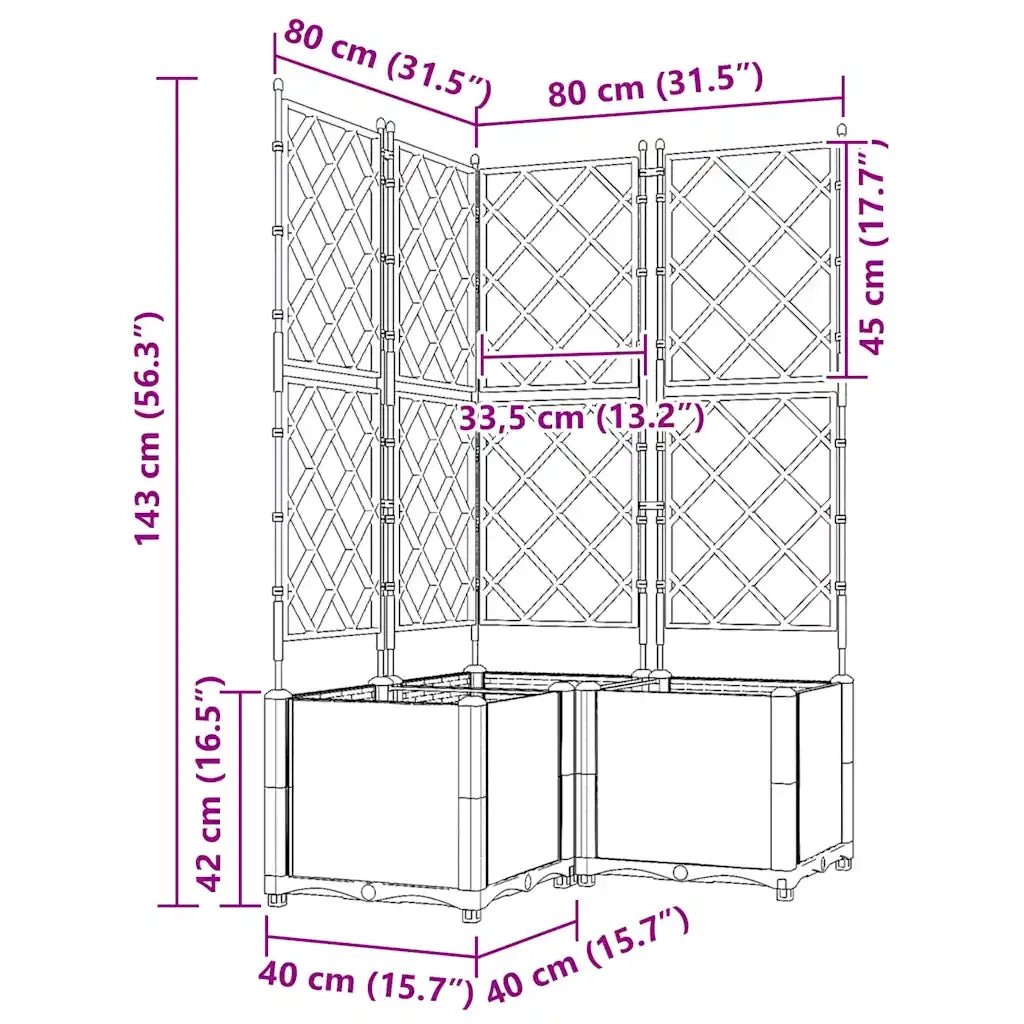 Vaso da giardino 3 pz-Set di 3 Fioriera da Esterno-Contenitore per Piante Nero 80 x 80 x 143 cm Acciaio