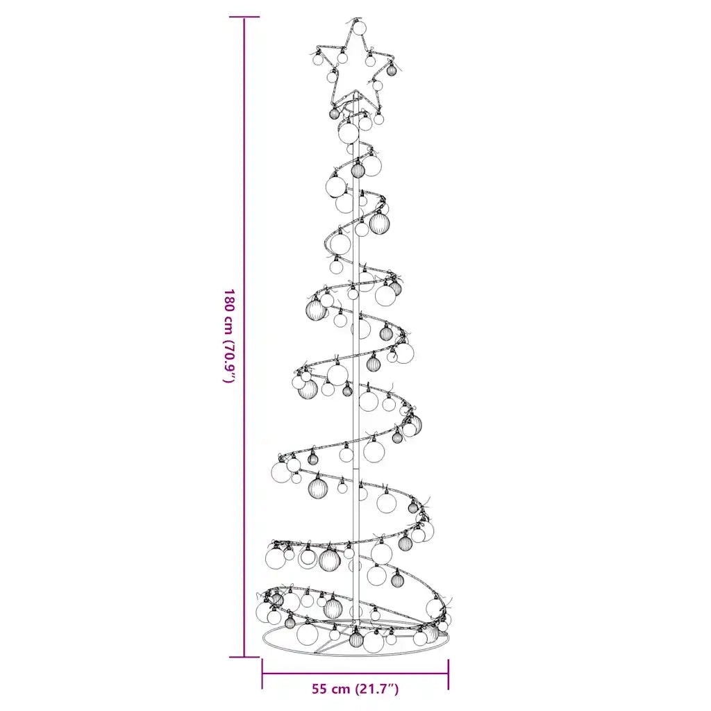 Albero di Natale a LED con Palline 120 LED Bianco Caldo 180 cm 3318578