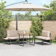 Set da Pranzo da Giardino 3 Pezzi con Cuscini Tortora