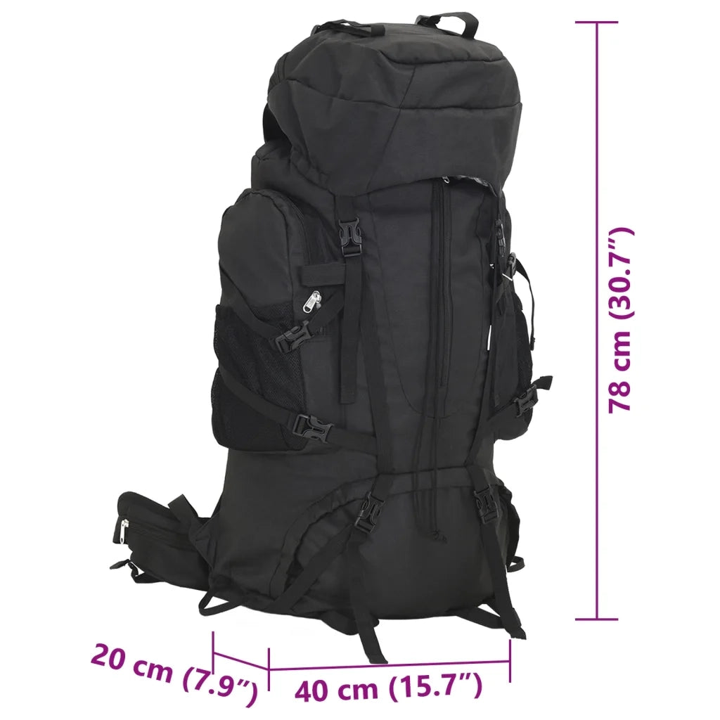 Zaino da Trekking Nero 80 L in Tessuto Oxford