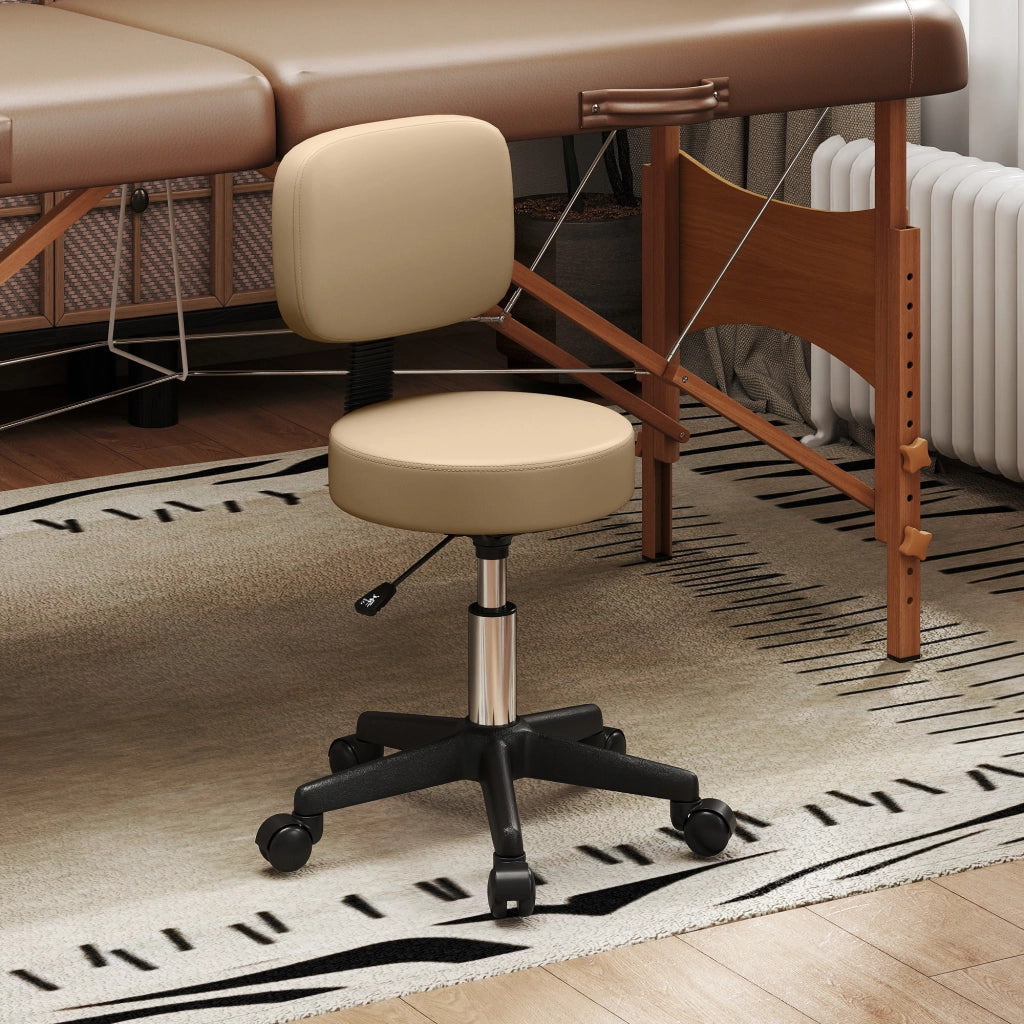 Sgabello da lavoro regolabile con schienale ¨C Minimal ¨C colore marrone chiaro 72-84 cm