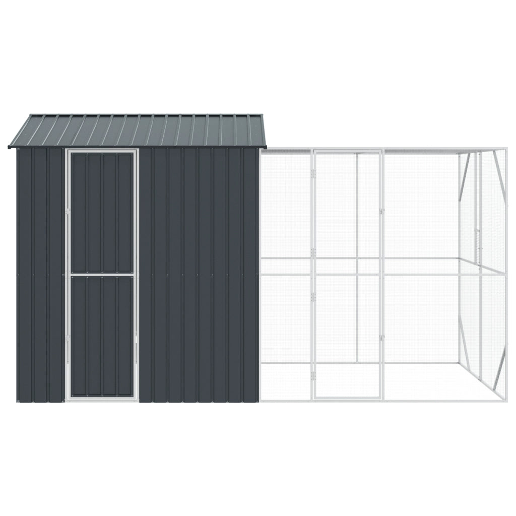 Aviario per Uccelli  con Estensione Anthracite 210x421x247 cm Acciaio
