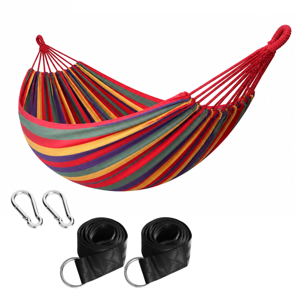 Amaca Per Outdoor E Campeggio Con Borsa Portaoggetti Cinghie E Moschettoni Inclusi Struttura Anti Ribaltamento In Cotone Portata 300 Kg 270 x 150 Cm Rosso