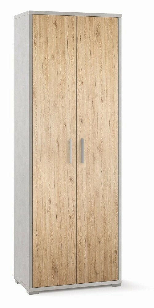 Armadio 2 Ante 2 Ripiani H199 L71 P41 Cm struttura Bianco Ossido frontali Rovere Db374k Sarmog