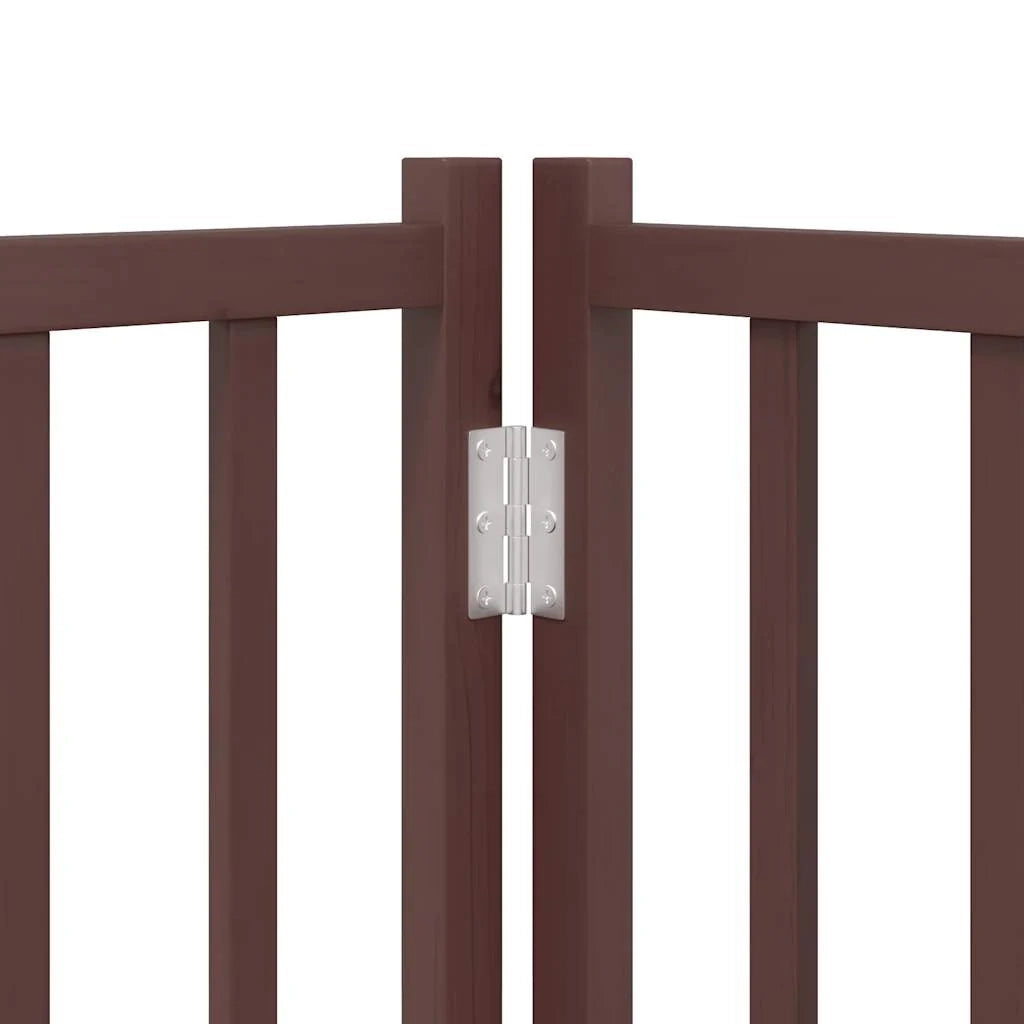 Cancelletto di sicurezza per cani con 4 pannelli in legno massello di abete marrone 02_0023312