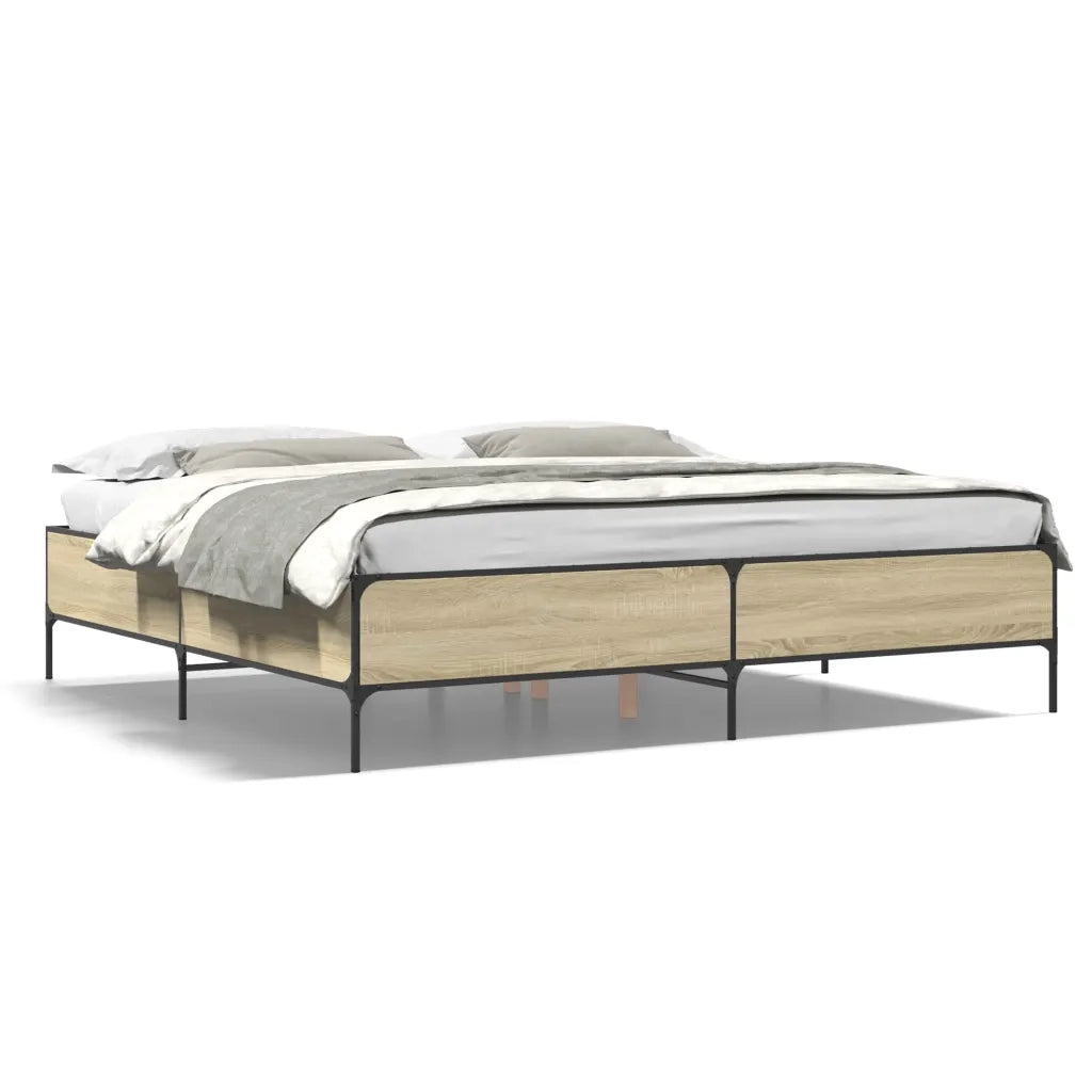 Giroletto-Struttura Letto Rovere Sonoma 180x200 cm in Legno Multistrato Metallo 438844