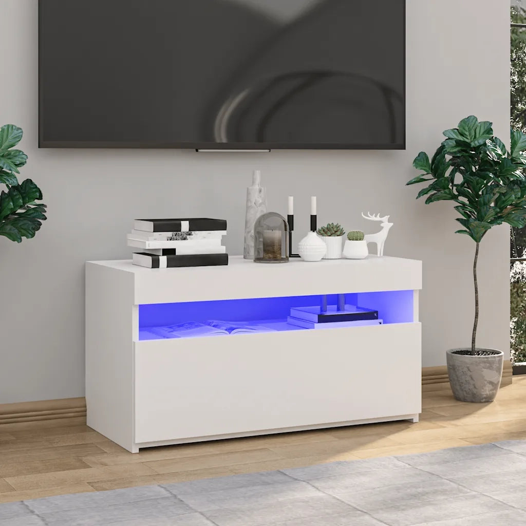 Mobile TV | Armadietto TV | Mobile Porta TV con Luci LED Bianco 75x35x40 cm