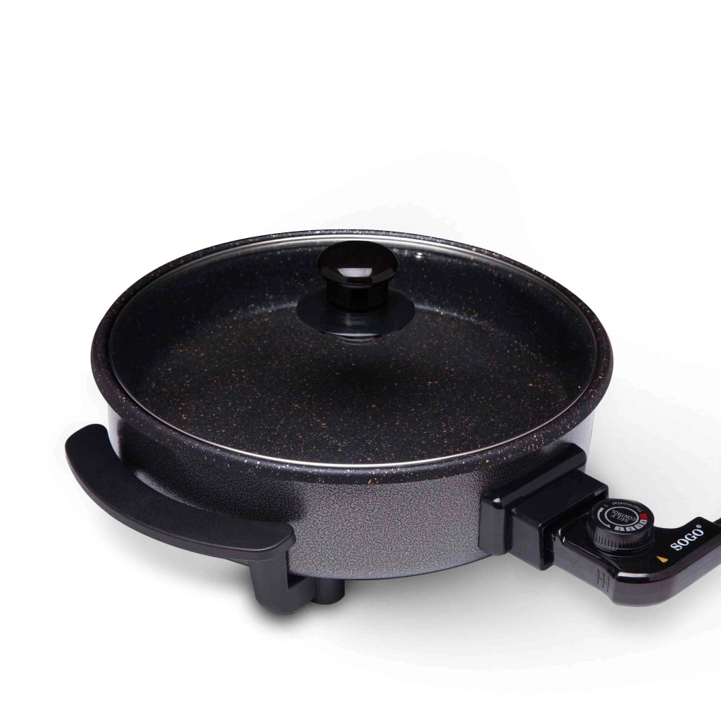 Padella elettrica multicooking antiaderente, diametro 32cm con coperchio vetro, termostato 240°C 1500W cucina - SOGO