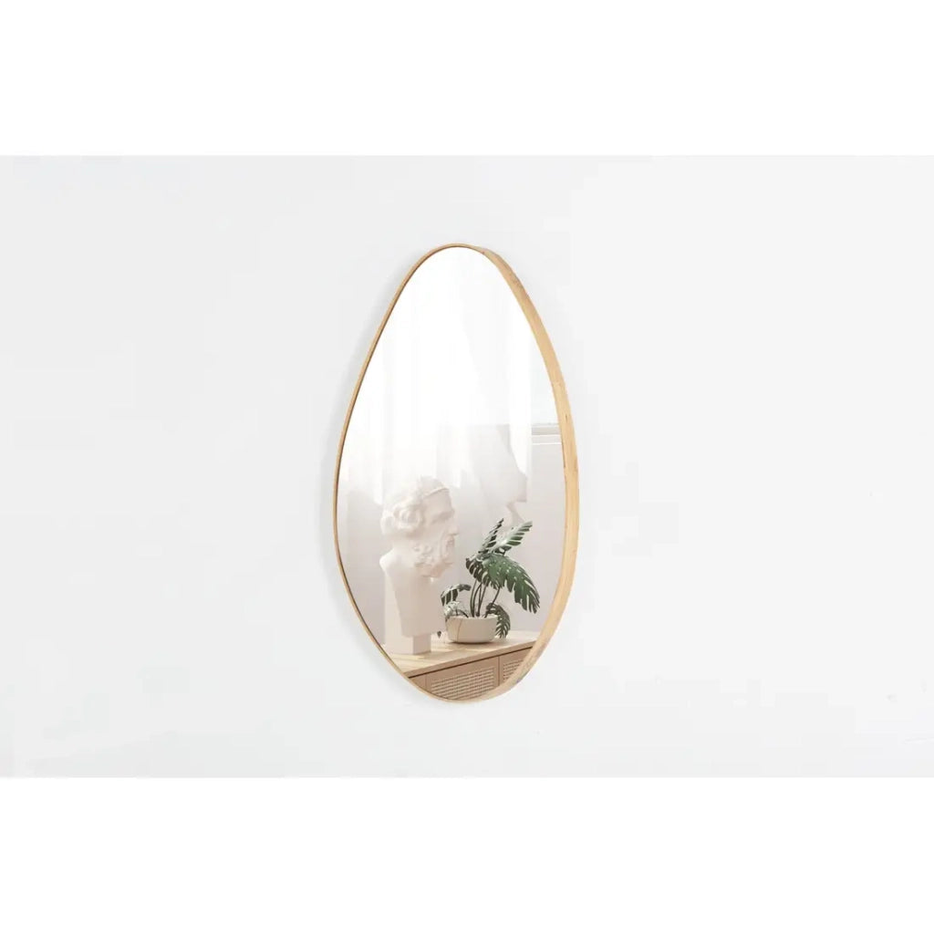 Miroir asymétrico NARA – 50x80 cm – Finitura rovere invecchiato – MDF decorativo in legno – Design organico e moderno