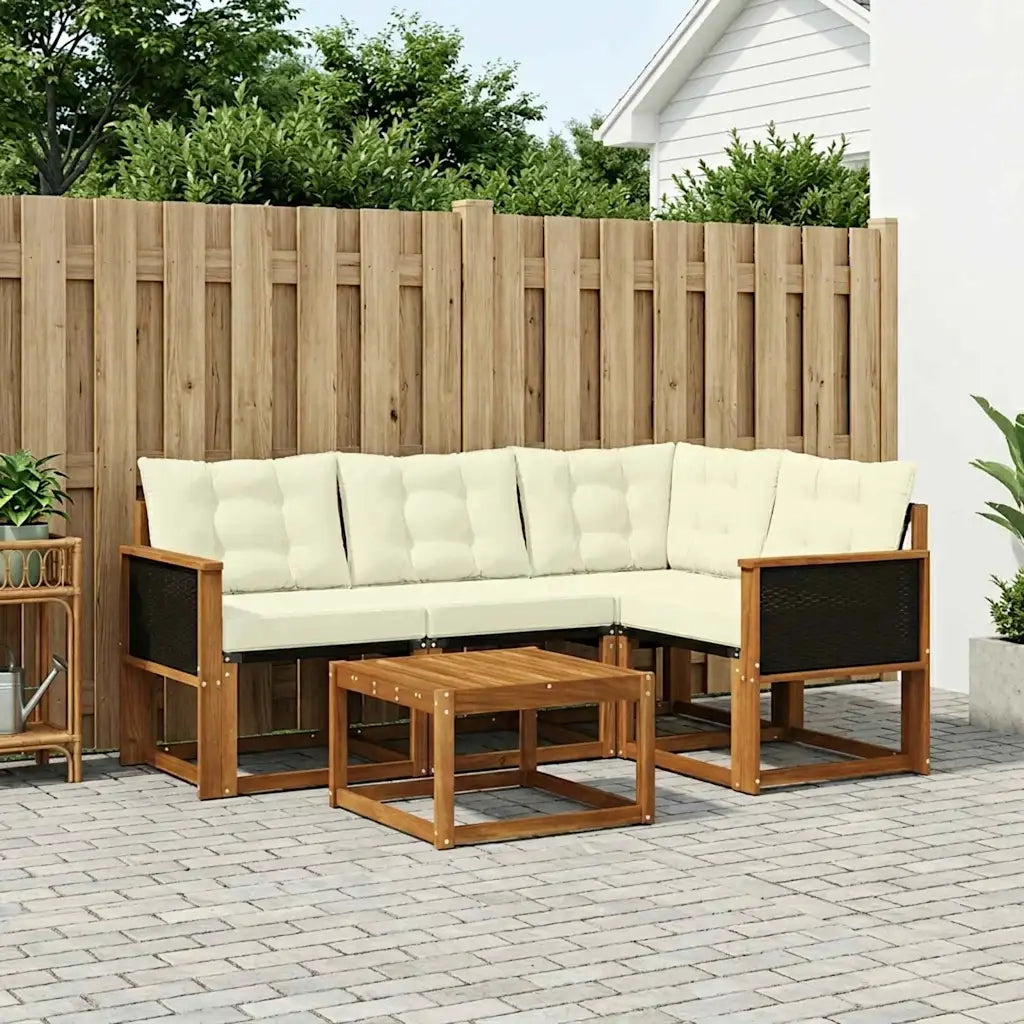 Set di divani da esterno con cuscino 5 pcs Naturale e Crema