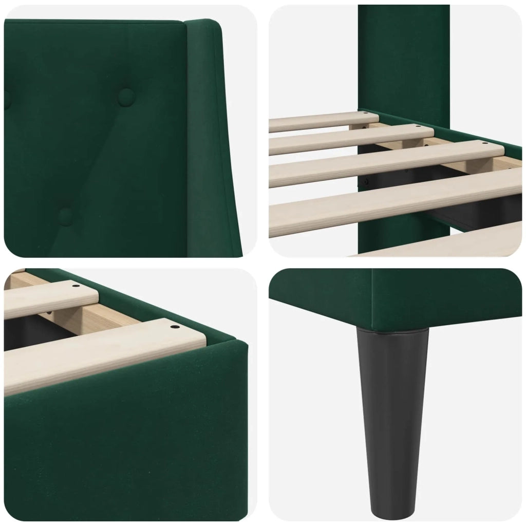 Struttura del letto Verde Scuro 100 x 200 cm Velluto
