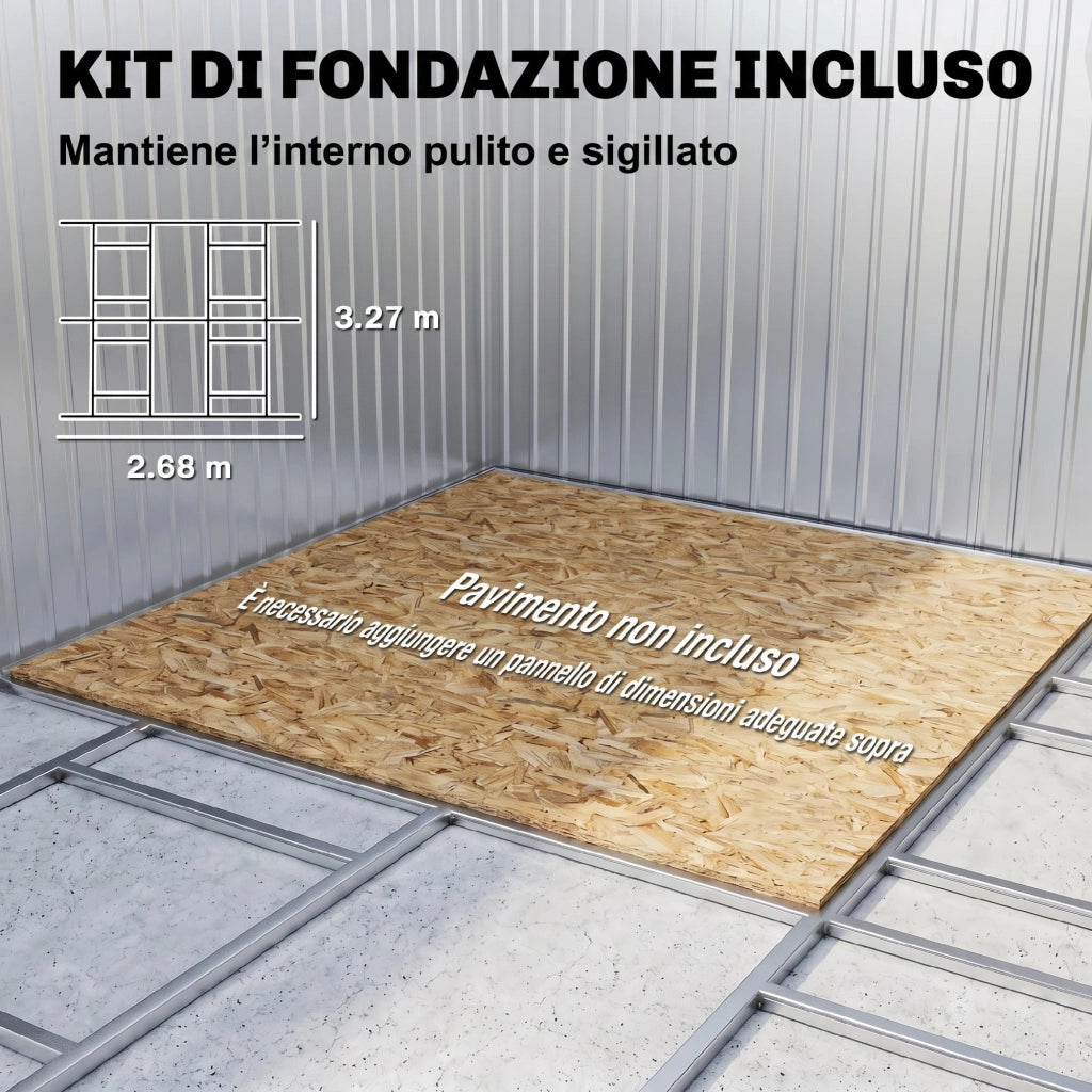 Casetta da Giardino con 2 Porte Scorrevoli ¨C Xylo ¨C Acciaio Giallo 340x386x200cm