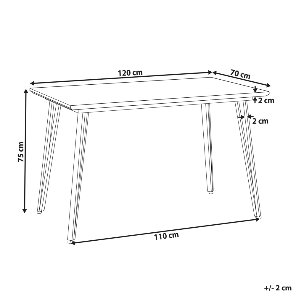 Tavolo da Pranzo Gambe Argento MDF Effetto Marmo Piano Rettangolare 120 x 70 cm Capacità 4 Persone Design Moderno