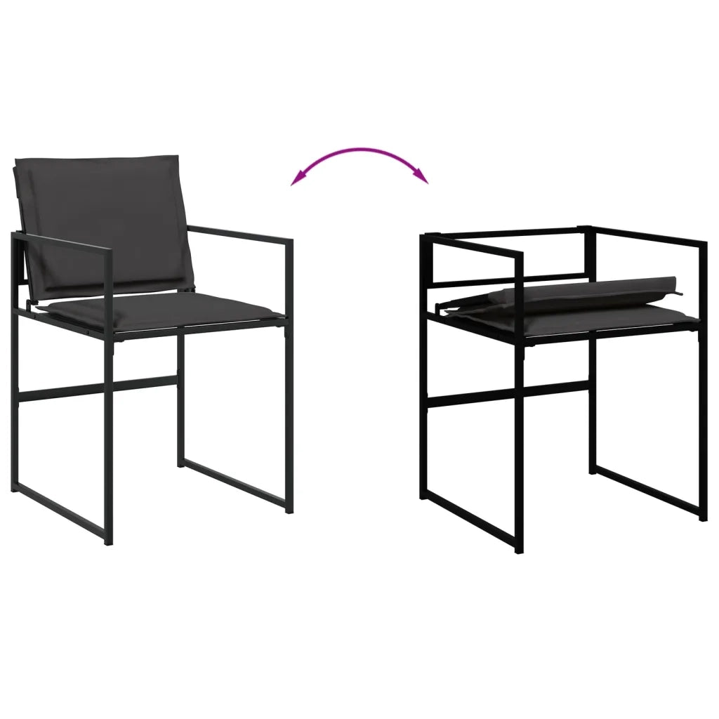 Set da Pranzo da Giardino 13 pz con Cuscini Nero in Textilene