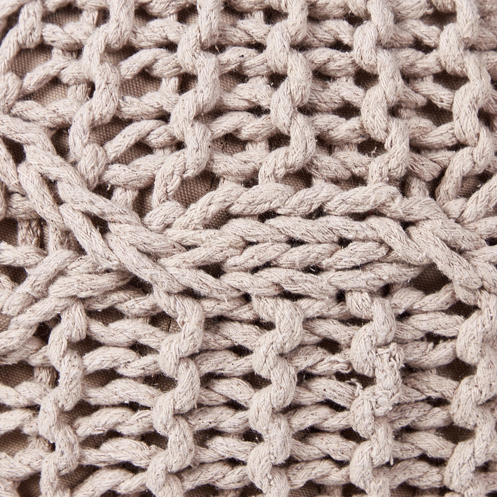Pouf e poggiapiedi moderni in macrame e cotone intrecciato a mano tortora ⌀ 50 cm soggiorno camera da letto