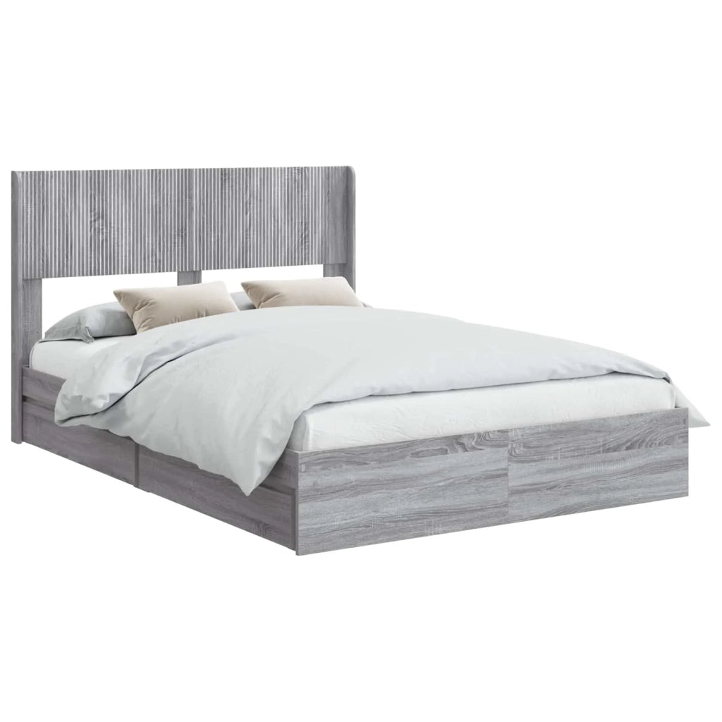 Struttura del letto con stoccaggio e testata Sonoma grigio
