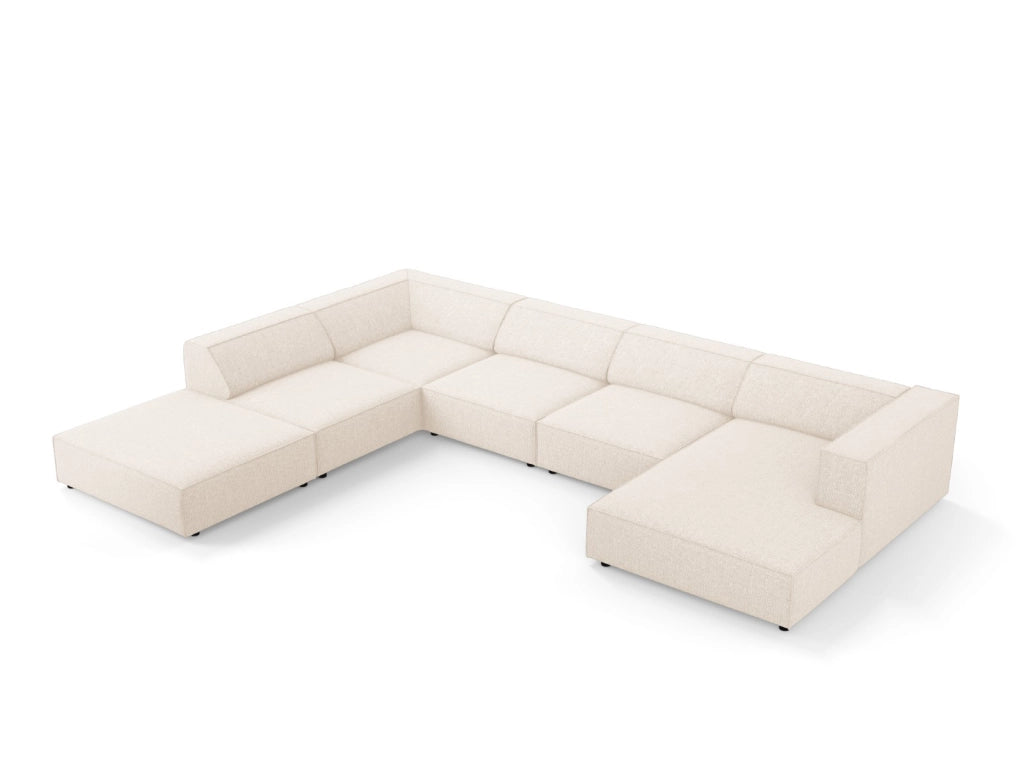Cosmopolitan Design - Divano panoramico sinistro "Arendal" 7 posti in ciniglia beige chiaro 