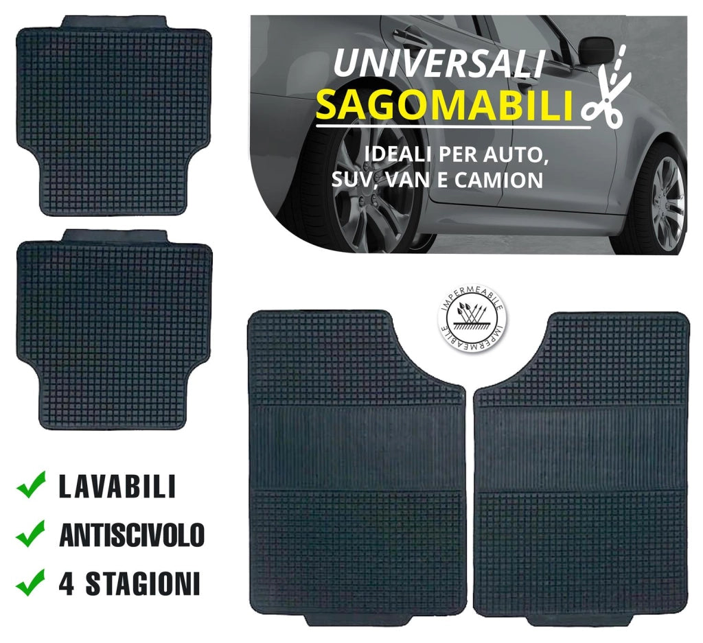 MAURY'S SET TAPPETI AUTO SPORT UNIVERSALI SAGOMABILI 4PZ IN P