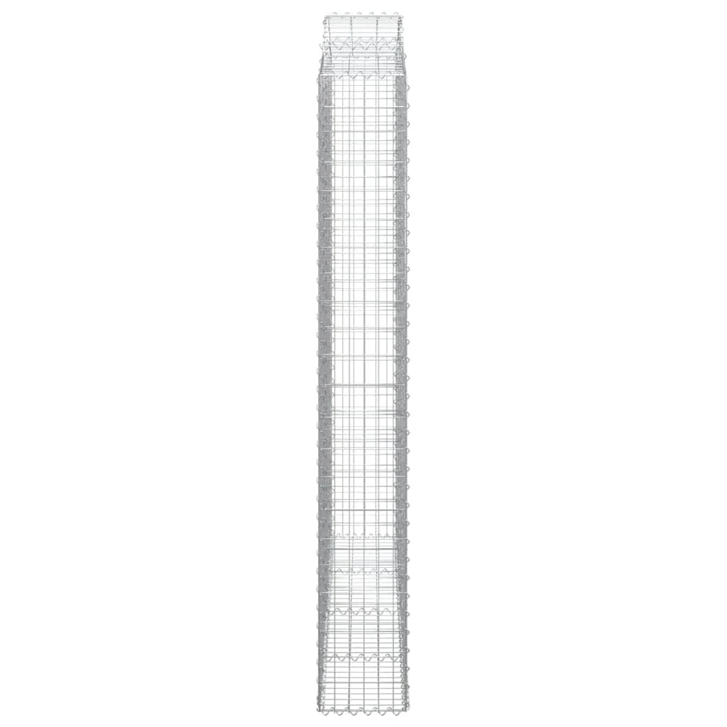Cesto gabbione recinzione a gabbia muro di contenimento ad arco 200 x 30 x 220/240 cm ferro zincato argento 02_0040007
