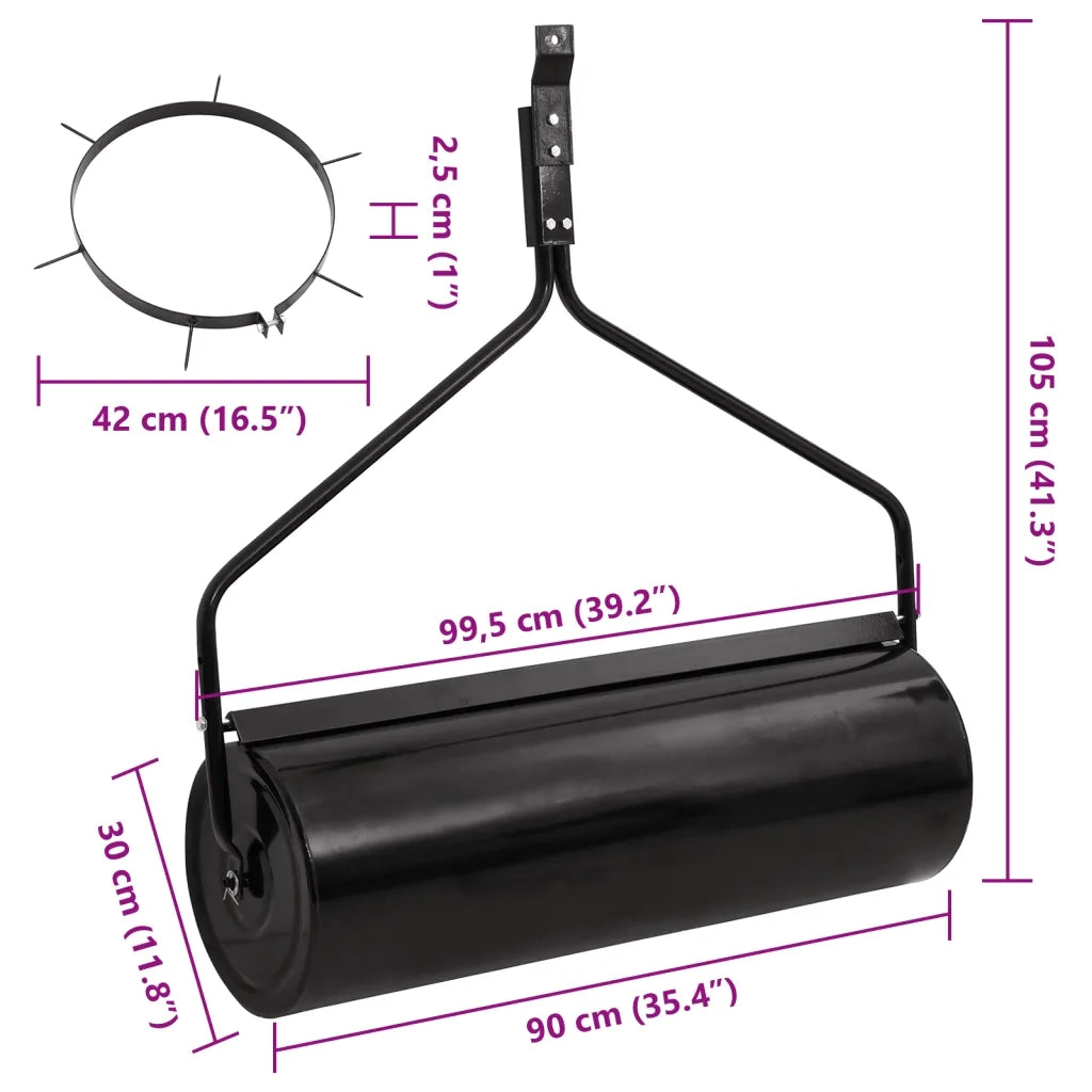 Rullo da Giardino trainabile con Aeratore a Morsetti Nero 63 L in Ferro 3308005