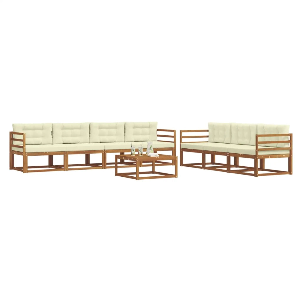 Set di divani da esterno con cuscino 8 pcs Naturale e Crema 3367283