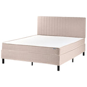 Letto matrimoniale con testiera Materasso a molle insacchettate 160 x 200 cm Beige camera da letto
