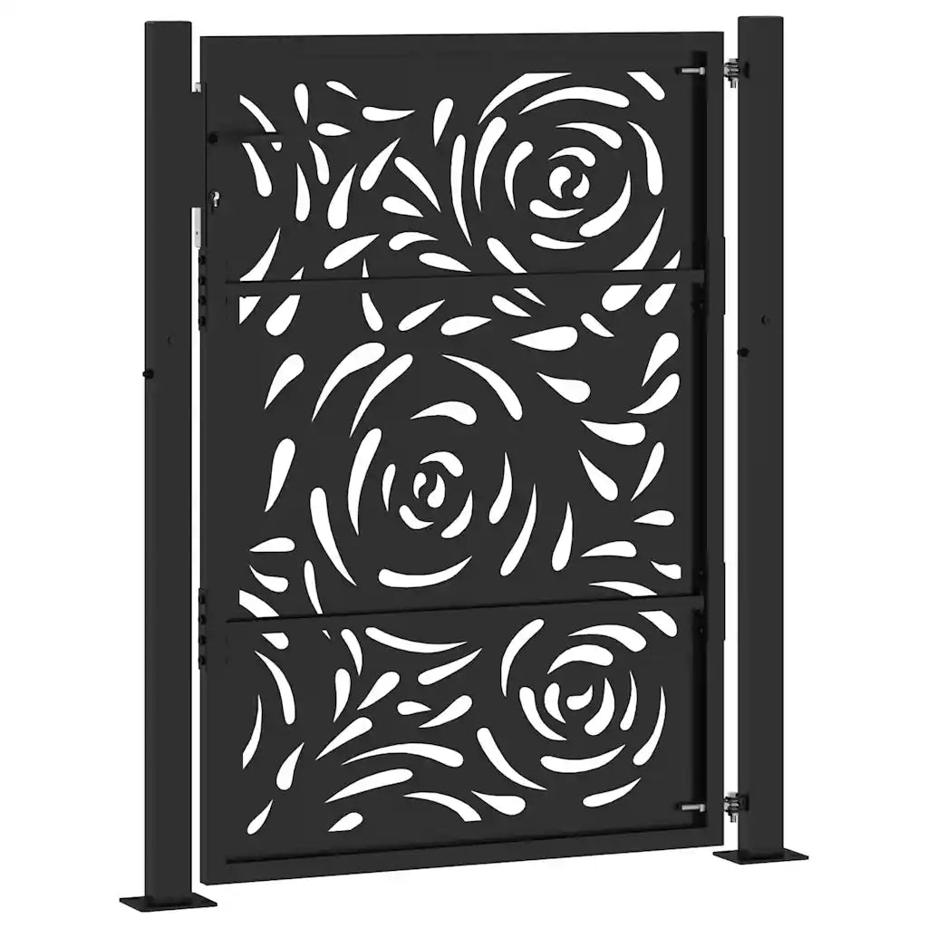 vidaXL Cancello Giardino Nero 105x130 cm in Acciaio Design a Fiamma