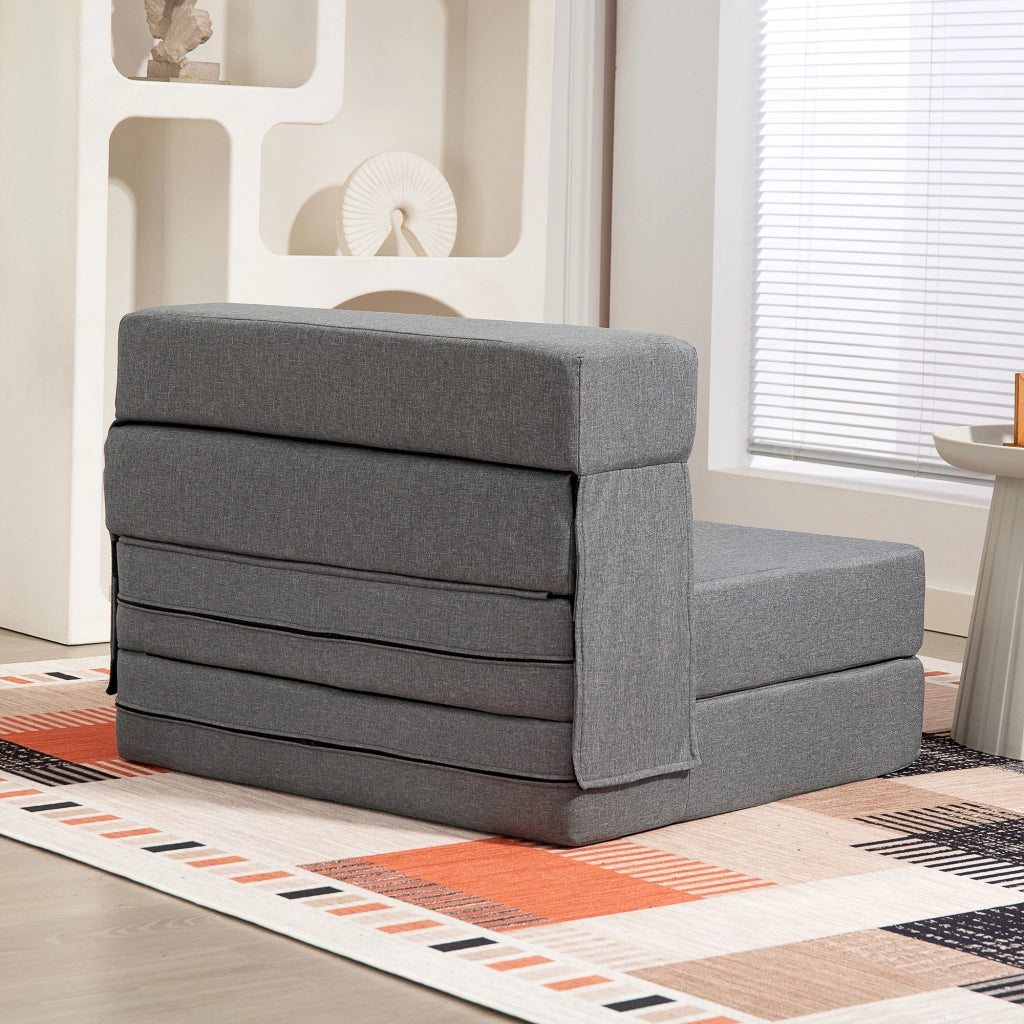 Poltrona letto pieghevole con cuscino ¨C zephmum ¨C grigio, imbottito