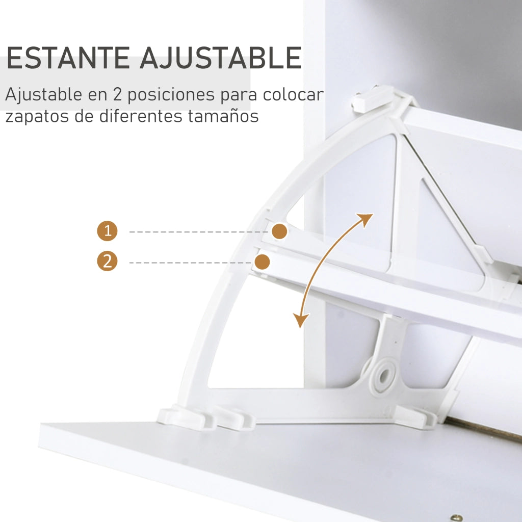 Armadio Scarpiera con Cassetti e Ripiano in Vetro ¨C Zephmum ¨C Bianco 60x24x105,5 cm