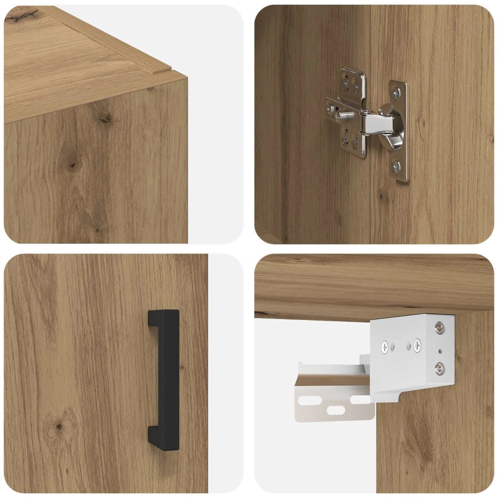 Set di 2 moderni mobili contenitori da parete ottimizzati 69,5 x 34 x 90 cm finitura rovere ingegnerizzato realizzati a mano 02_0056035
