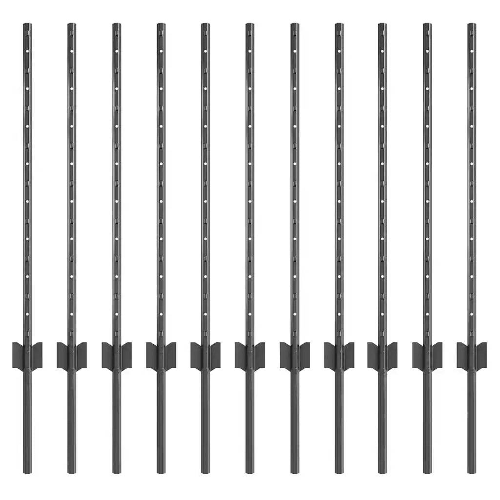 Palo della recinzione 11 pz Grigio 80 cm Acciaio CFW7425373