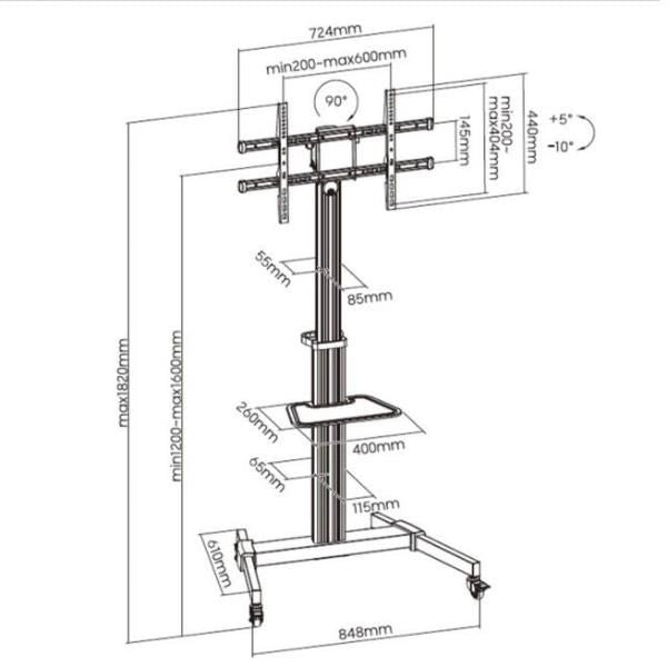 Equip carrello lfd rotante da 37-86 pollici - 650630