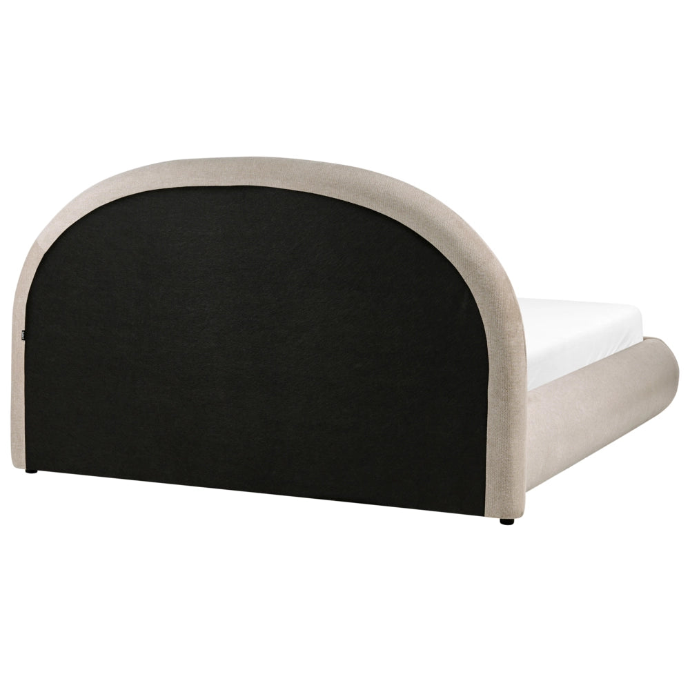 Letto in tessuto tortora 160 x 200 cm con testiera imbottita rete sollevabile e vano contenitore