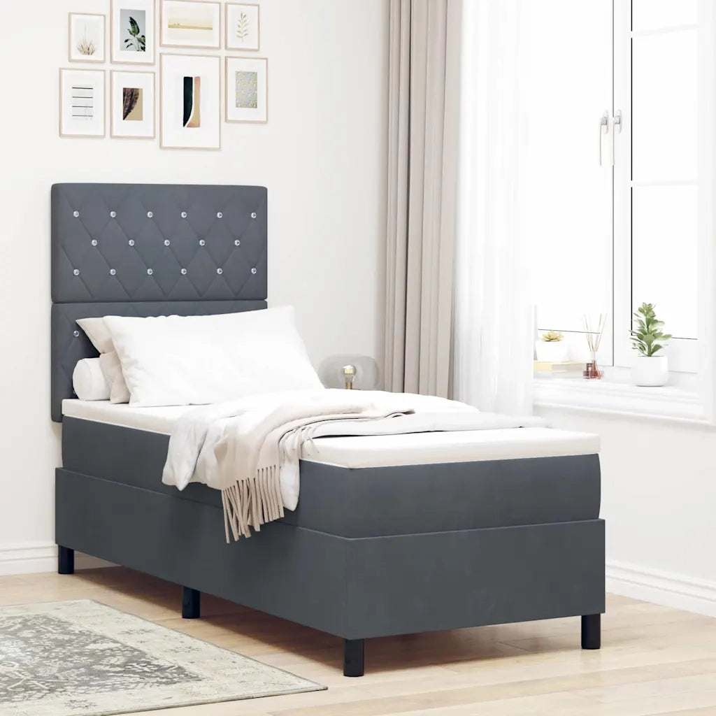 Letto a Sorgente LED Grigio scuro 80 x 200 cm Tessuto 3343209