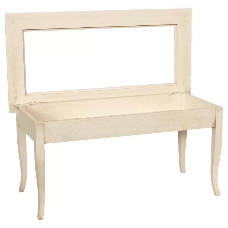 Tavolino bacheca rettangolare shabby legno avorio anticato 100x50x47 - Mobili 2G