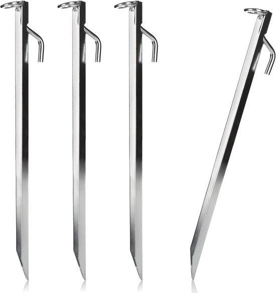 Tentharinge in acciaio con profilo V e anello - robuste haringhe per protezione contro tempeste - ancore per terra - attacco per trampolino - protezione per ombrello - lunghezza 38 cm