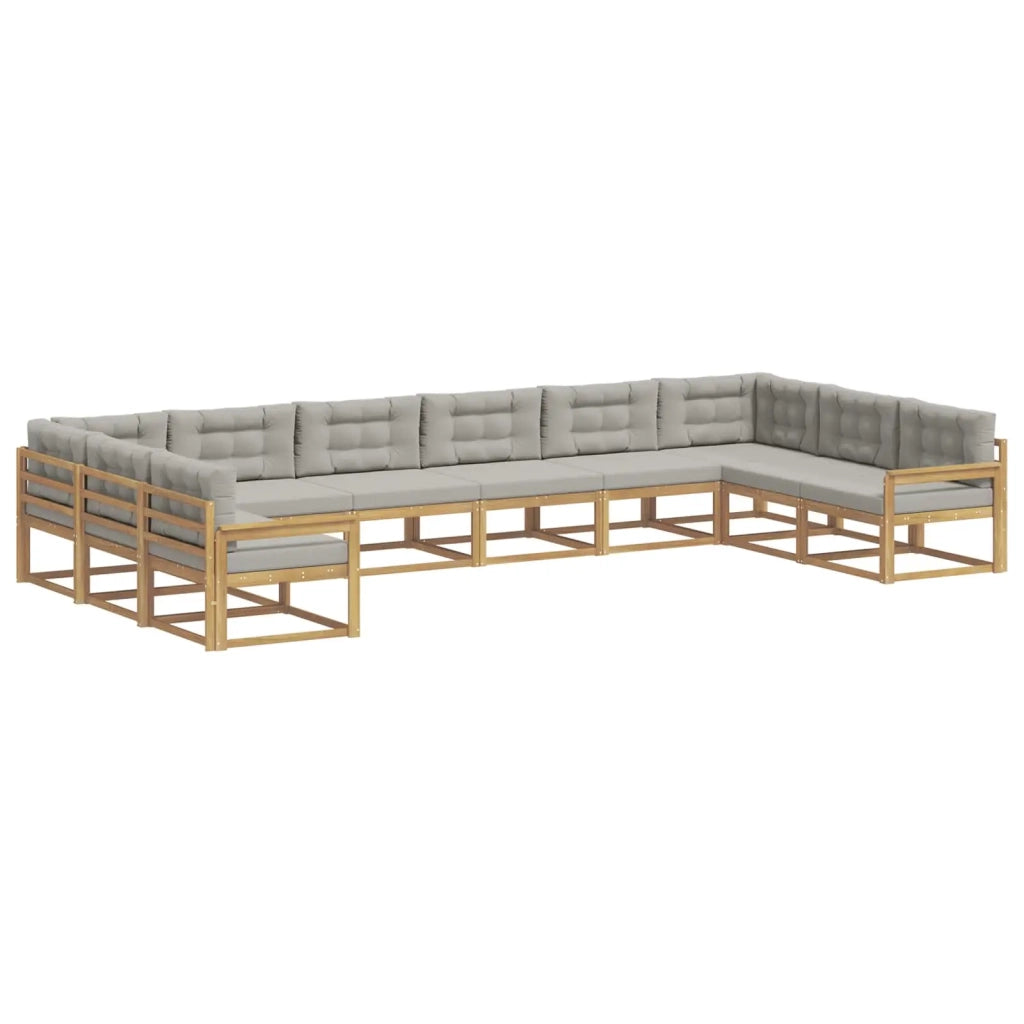 Set di divani da esterno 10 pcs Bianco e Grigio Chiaro 3387095