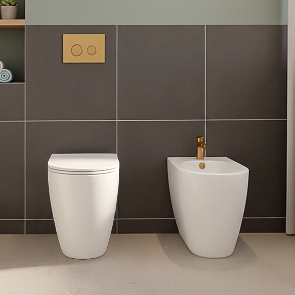 Sedile wc bianco in termoindurente con chiusura soft close per sanitari Kyoto