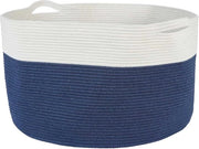 Wasteliera extra grande in cotone da 120 litri 61 x 40 cm con maniglioni per bagno blu - bianco