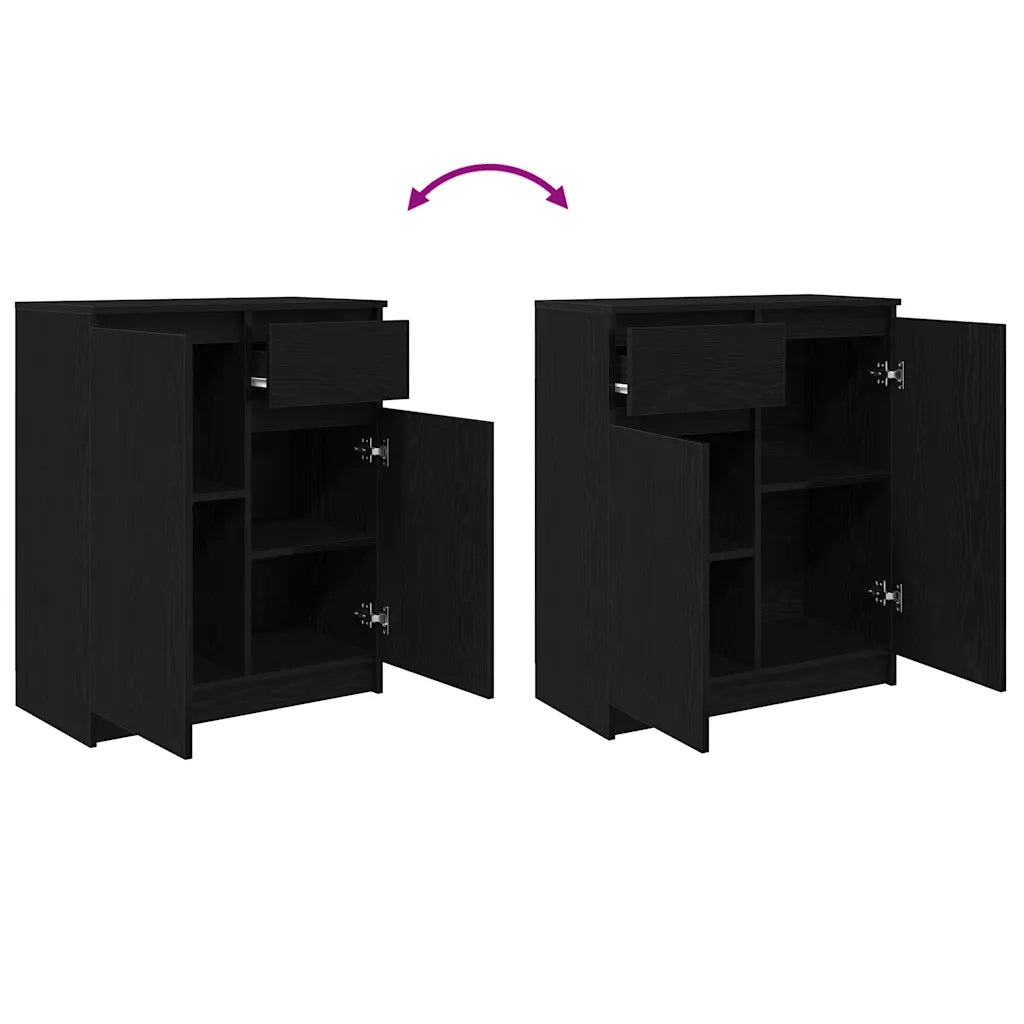 Credenza con Cassetto Rovere Nero 71x35x84 cm Legno Multistrato 861590