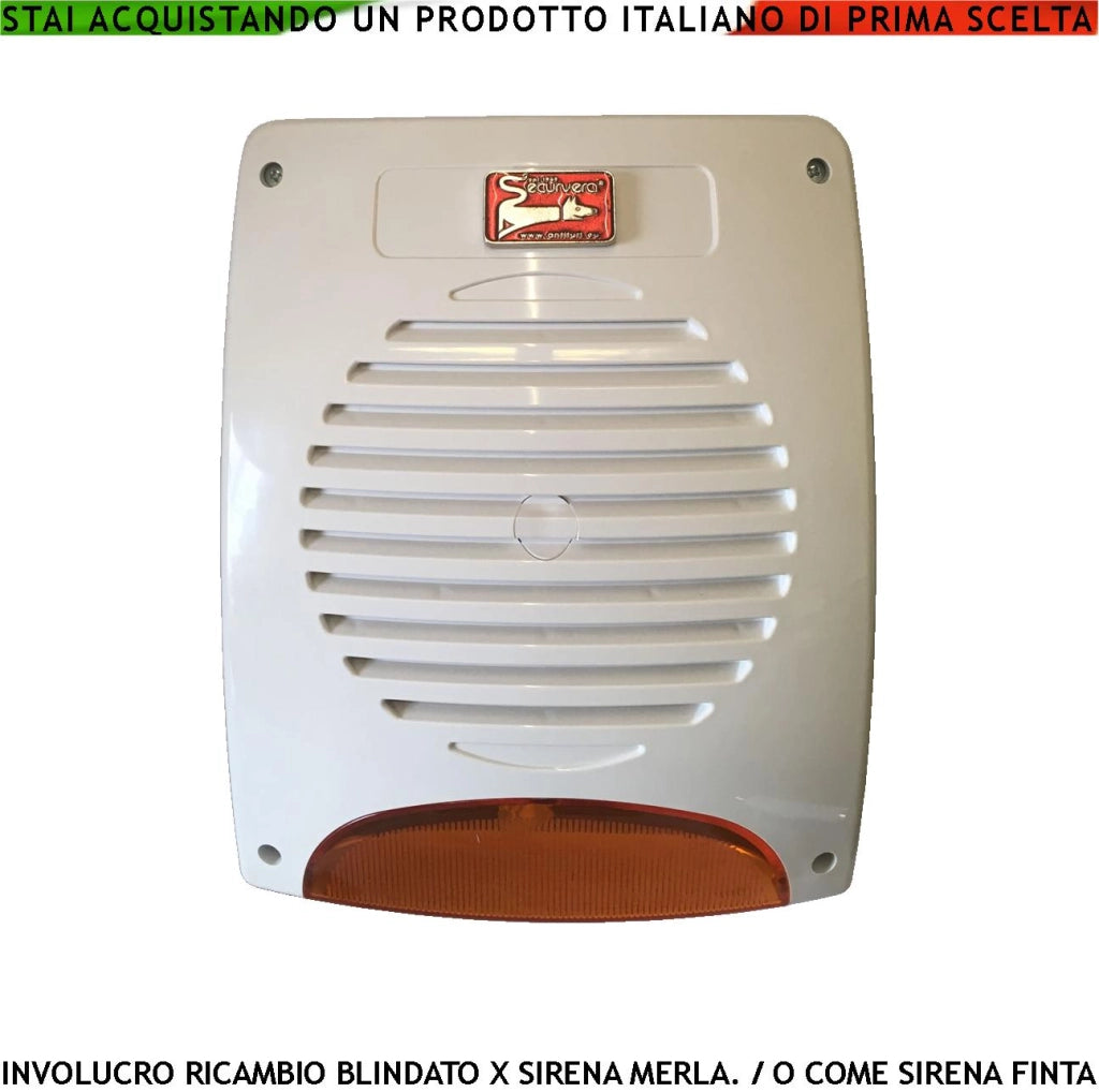 Sirena Finta Civetta Contenitore Fondo e Coperchio in ABS Sottocoperchio in Acciaio Zincato Ricambio Oppure Nasconde Sensori Microfoni Telecamere Altoparlanti con Messaggi Dissuasivi Montaggio Esterno