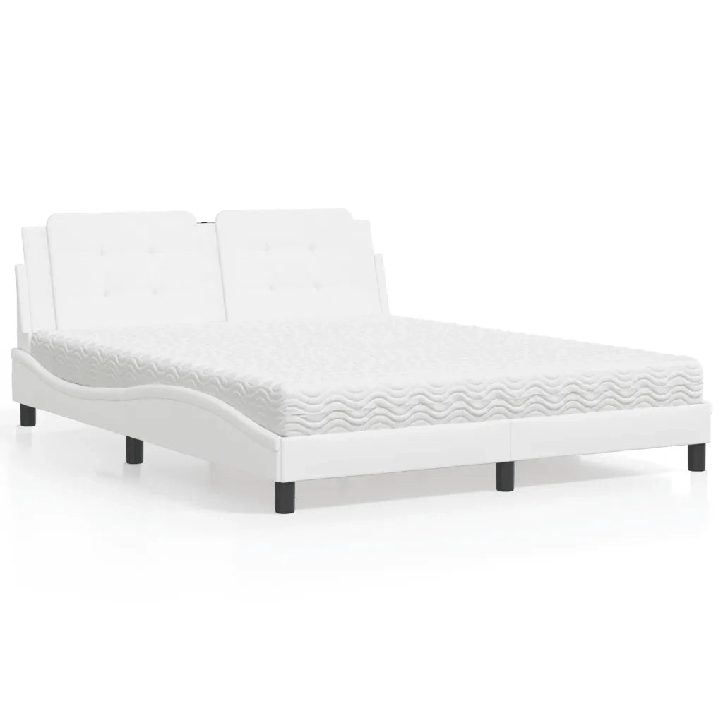 Letto con Materasso Zadar Bianco 160x200 cm in Similpelle 3208874