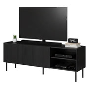 Mobile porta TV Molini, Madia da salotto con quattro ante battenti, Rialzato da terra, 150x42 h52 cm, Nero
