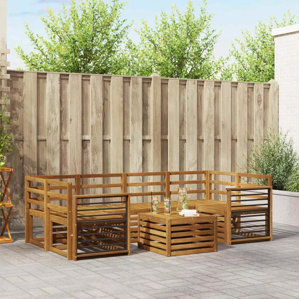Set divani 7 pcs Naturale Legno di Acacia Massello 3374459