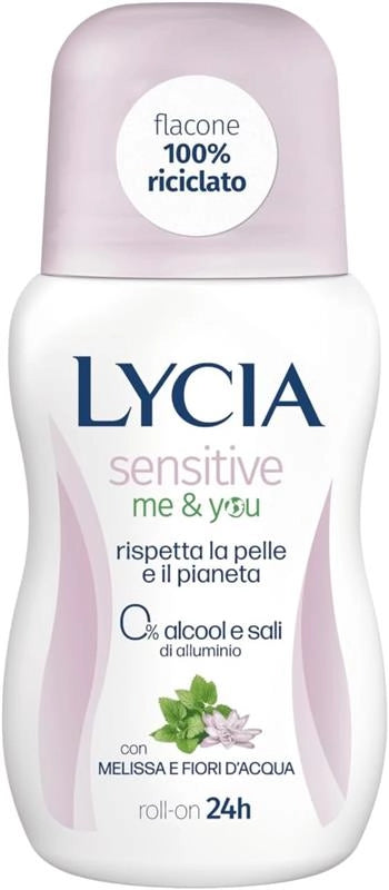 LYCIA SENSITIVE ME&YOU DEODORANTE ROLL ON NO ALCOOL NO SALI DI ALLUMINIO 72 ORE MELISSA E FIORI D’ACQUA 50 ML