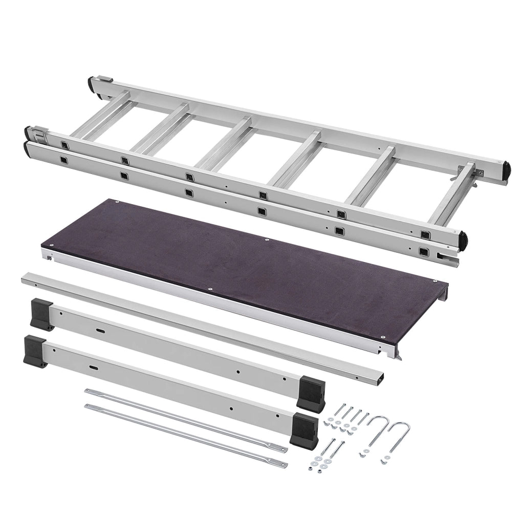 KADAX Mini Ponteggio in Alluminio 2x6 Gradini Piattaforma di Lavoro Pieghevole Scala 3 in 1